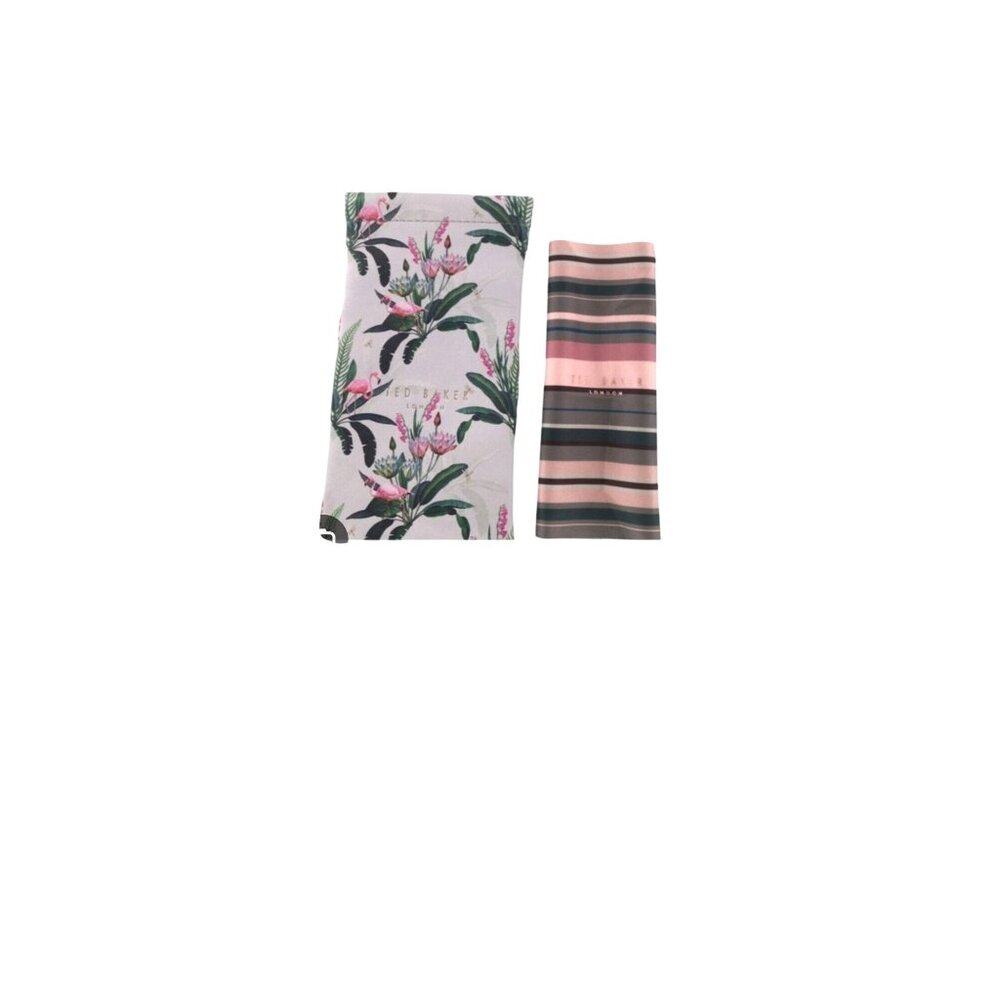 Ted Baker London Floral & Flamingo Print Eyeglass Case W Striped Cleaning Cloth